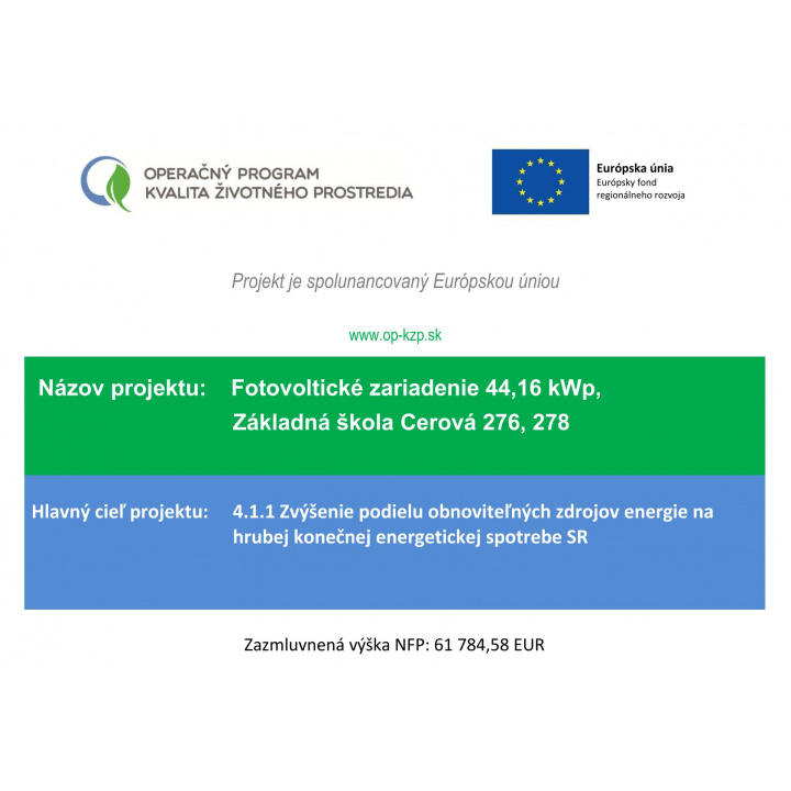 Fotovoltické zariadenie 44,16 kWp, Základná škola Cerová 