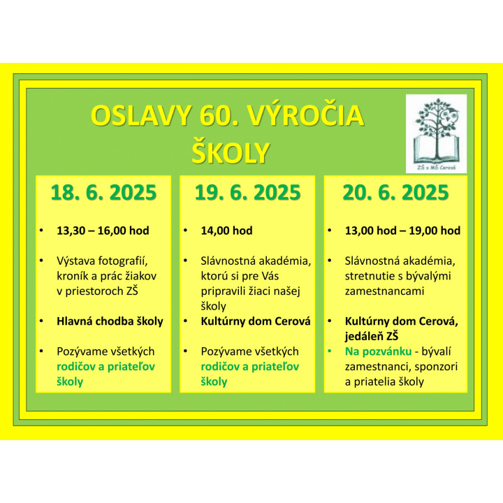 Pozvánka k 60. výročiu školy