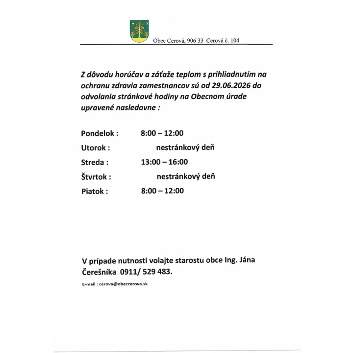 Úprava úradných hodín